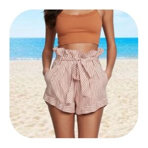 For Love & Lemons M white/orange high waisted shorts